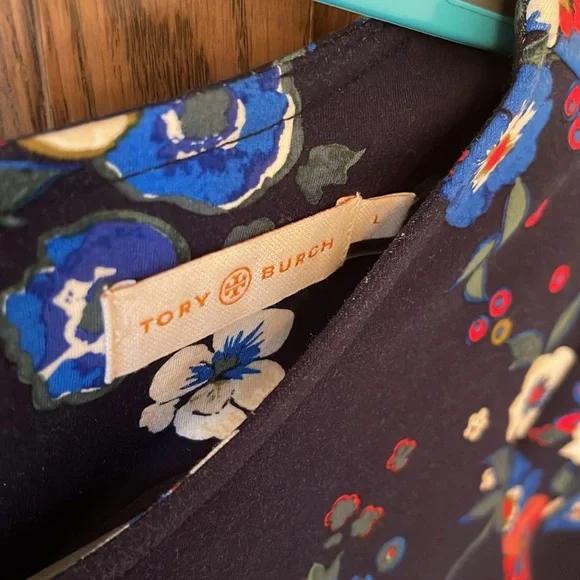 Tory Burch Miranda Short-Sleeve Pansy Bouquet Ponte Shirtdress Large - Picture 3 of 11